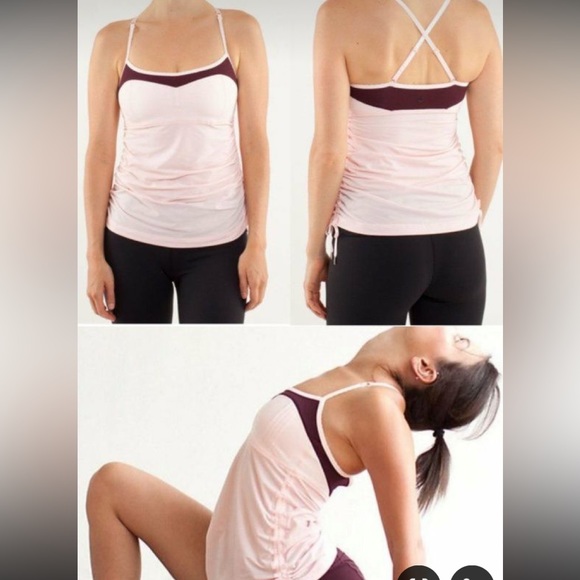Lululemon hot spell tank - pink RUCHED SIDE - size 4 - Picture 1 of 10